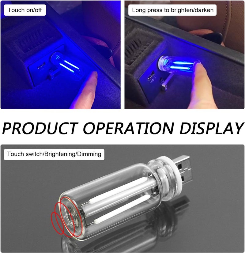 SLIMI 2 PCS Car UBS Light, Plug-in USB Night Light Bulb, Touch-sensitive Adjustable Light Car Atmosphere Lamps, Portable Mini Atmosphere Lamps, Universal Car Lights Interior, for Most Cars (Purple) - Image 4